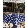 thumbnail image 4 of Outdoor Tablecloth with Umbrella Hole and Zipper Navy Blue Morocco Pattern Square Tablecloths 54x54 Inch Waterproof Table Cloths Geometric Patio Table Cover for Outdoor Tables Picnic BBQS Party, 4 of 7