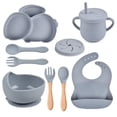 thumbnail image 1 of AMERTEER 9Pcs Children‘S Silicone Tableware Set Baby Non-Slip Divided Children‘S Plate Bowl With Suction Cup, 1 of 5