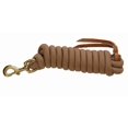 thumbnail image 1 of AJ Tack 9 Foot Nylon Lead Rope with Leather Popper Tan, 1 of 4