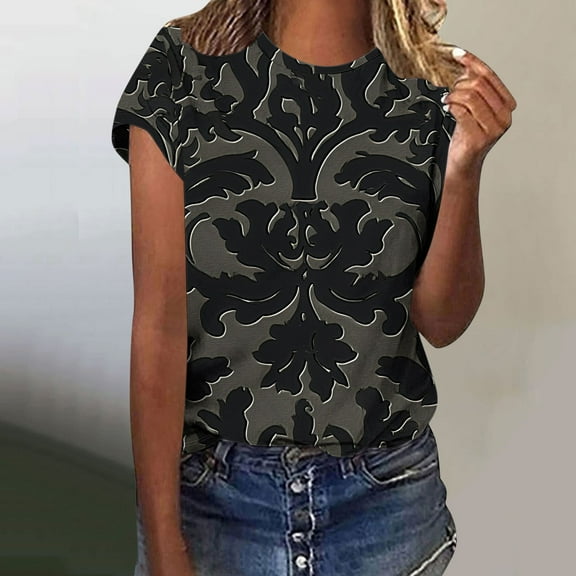LiMoi Women Short Sleeve Tops Plus Size T Shirts for Women Cotton Womens T Shirts Graphic Plus Size Shirts for Women Loose Fit New & Trending