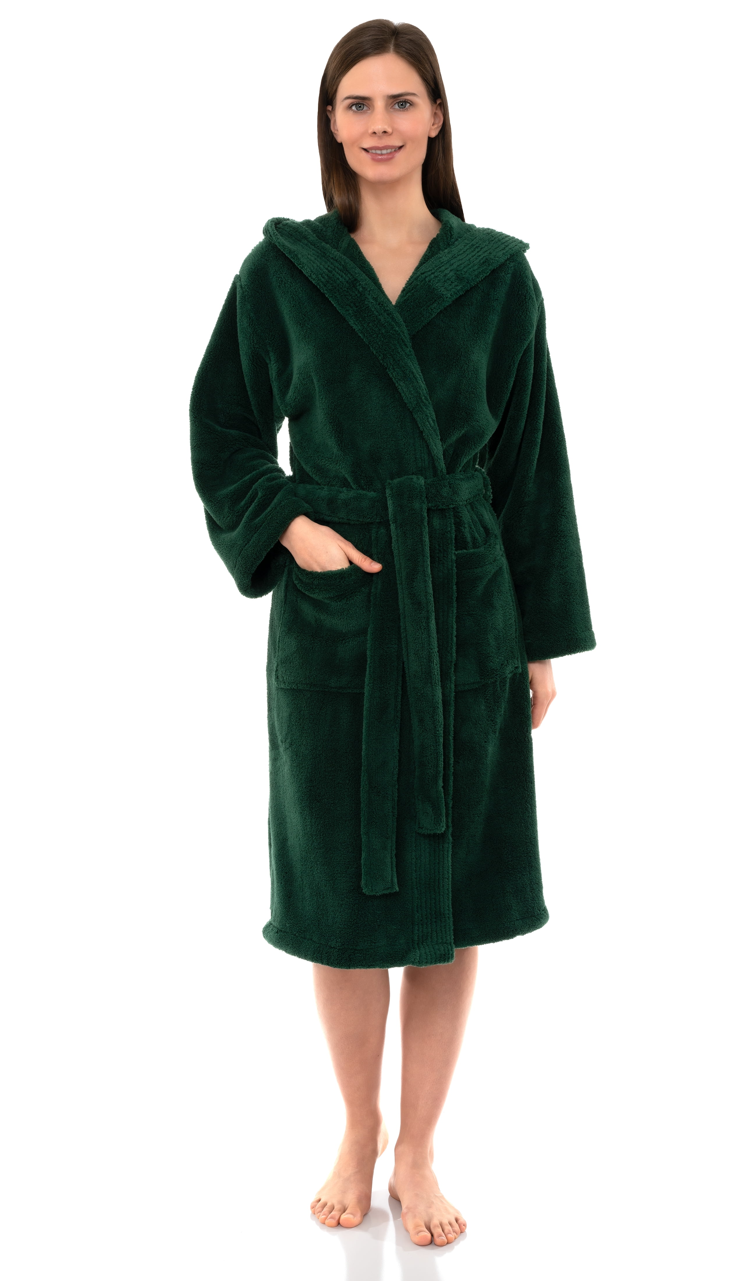 TowelSelections Women's Robe, Plush Fleece Hooded Spa Bathrobe
