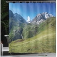 thumbnail image 3 of Ambesonne Landscape Shower Curtain, Snowy Mountains Meadows, 69"Wx84"L, Cobalt Blue and Olive Green, 3 of 4