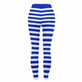 thumbnail image 5 of XIAONU Womens Striped Leggings High Waist Slim Fit Pants Stretchy Casual Daily Bottoms Blue, 5 of 5