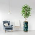 thumbnail image 1 of PixonSign 5ft Artificial Trees Ficus Tree with Christmas Trees & Dancing Reindeers Illustration Vase Modern Indoor Silk Floor Fake Plant Christmas Decoration for Home or Office, 1 of 6
