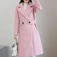 thumbnail image 2 of Stichou Women's Elegant Notched Lapel Coat Mid-Length Thicken Warm Wool Blend Coats Casual Fall Winter Long Overcoat Pink L, 2 of 5