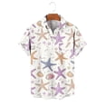 thumbnail image 6 of Gamivast Men's Button Down Shirts Short Sleeve Nautical Fish Starfish Print Beach Tops Summer Vacation Hawaiian Tee Breathable Soft Casual, 6 of 6