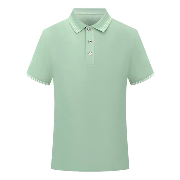Camiseta de Manga Corta, Botón Casual Turndown Pullover T-Shirt Top de Color Sólido Hecho de Poliéster para Hombres de Verano de Uso Diario, Mangas de Mano para Hombres