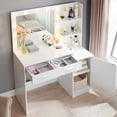 thumbnail image 3 of Vanity Desk with Stool, Makeup Table with Lighted Mirror, 3 Color Lighting Modes, Brightness Adjustable, Dressing Table with Drawers, Vanity Table Set for Women, Girls, 3 of 6