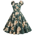 thumbnail image 4 of Pisexur Robe à Manches Courtes Col en V Mode Robe Vintage pour Femmes Robe à Manches Courtes Col en V Imprimée Robe pour Femmes, 4 of 7