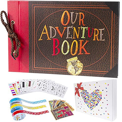 Adventure Book with Gift Box Pulaisen Adventure Book Scrapbook,up Movie DIY Anniversary Handmade DIY Family Retro Photo Album Scrapbook with Storage Gift Box 