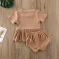 thumbnail image 3 of Baby Girls Summer Clothes Ruffle T Shirt Tops + Drawstring Shorts Outfit Set Cotton Clothing, 3 of 5