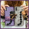 thumbnail image 2 of LYM-Phone Case For Samsung Galaxy A05/SM-A055F, cute Anti-knock Cartoon Back Cover Waterproof Black pearl pendant silicone Bear bracelet Skin-friendly feel Dirt-resistant soft case, 2 of 9