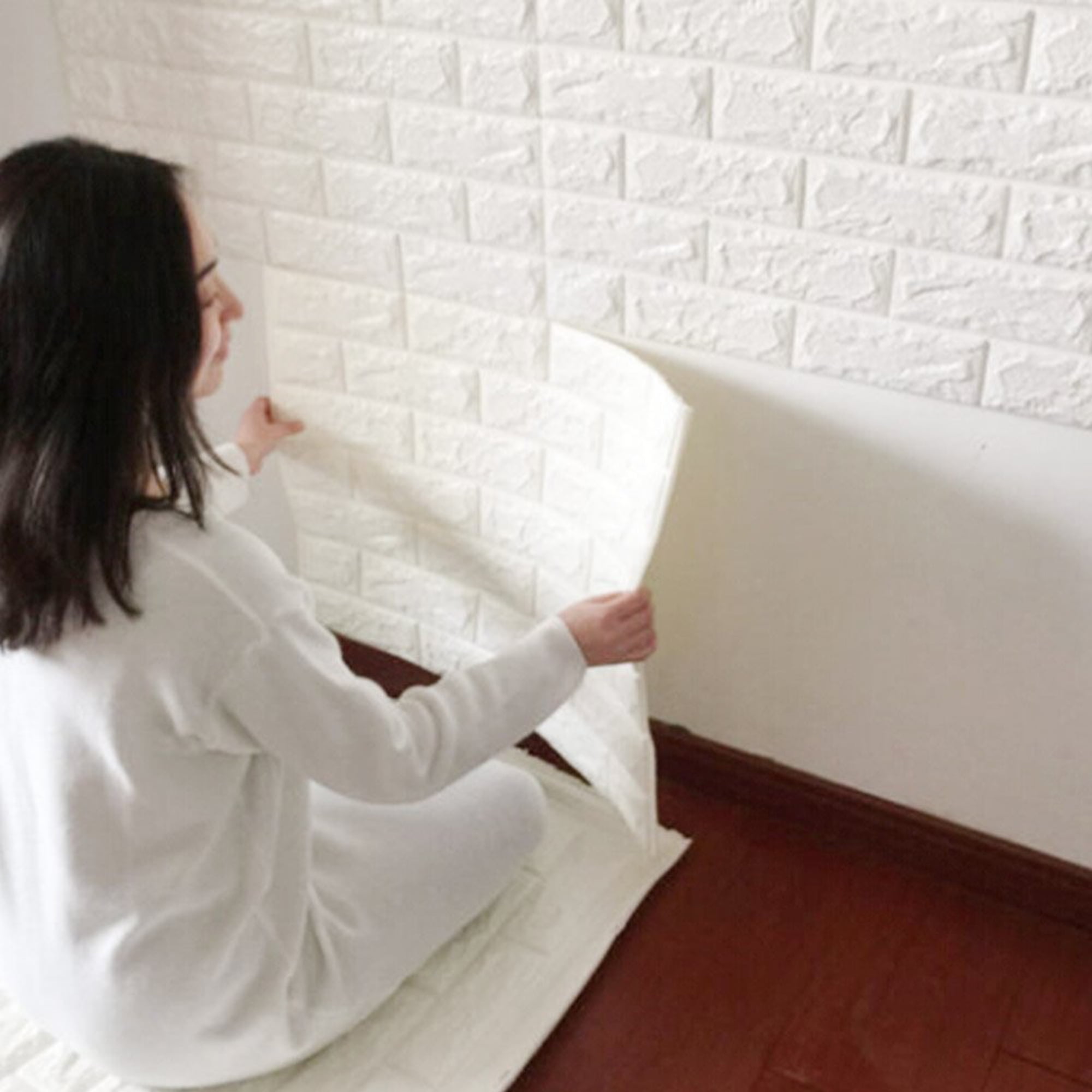 PE Foam 3D DIY Wall Stickers Room Home Decor White Brick Stone Wall Poster Lot 
