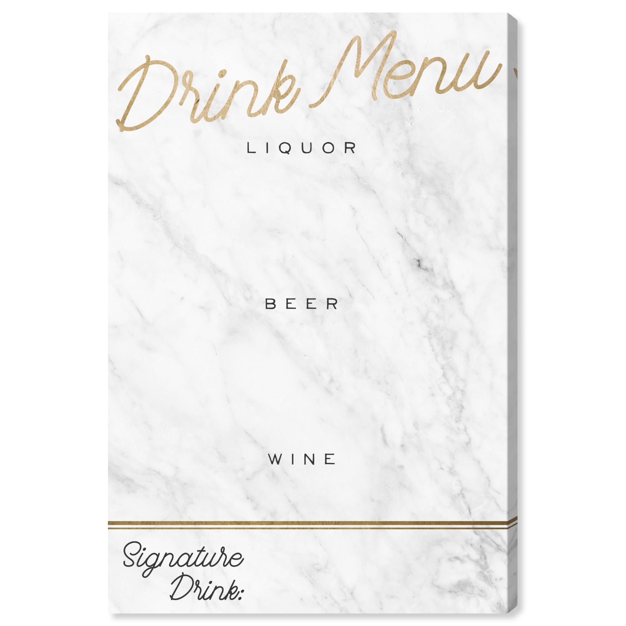 Runway Avenue Education and Office Wall Art Canvas Prints 'Bar Menu Marble and Gold' Whiteboards
