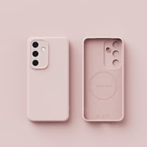 Compatible with Samsung S25 Plus Case, Silky Touch Premium Soft Silicone Rubber Anti-Fingerprint Protective Flexible Bumper Case, Support Wireless Charging, Anti-Scratch Microfiber Lining, Pink