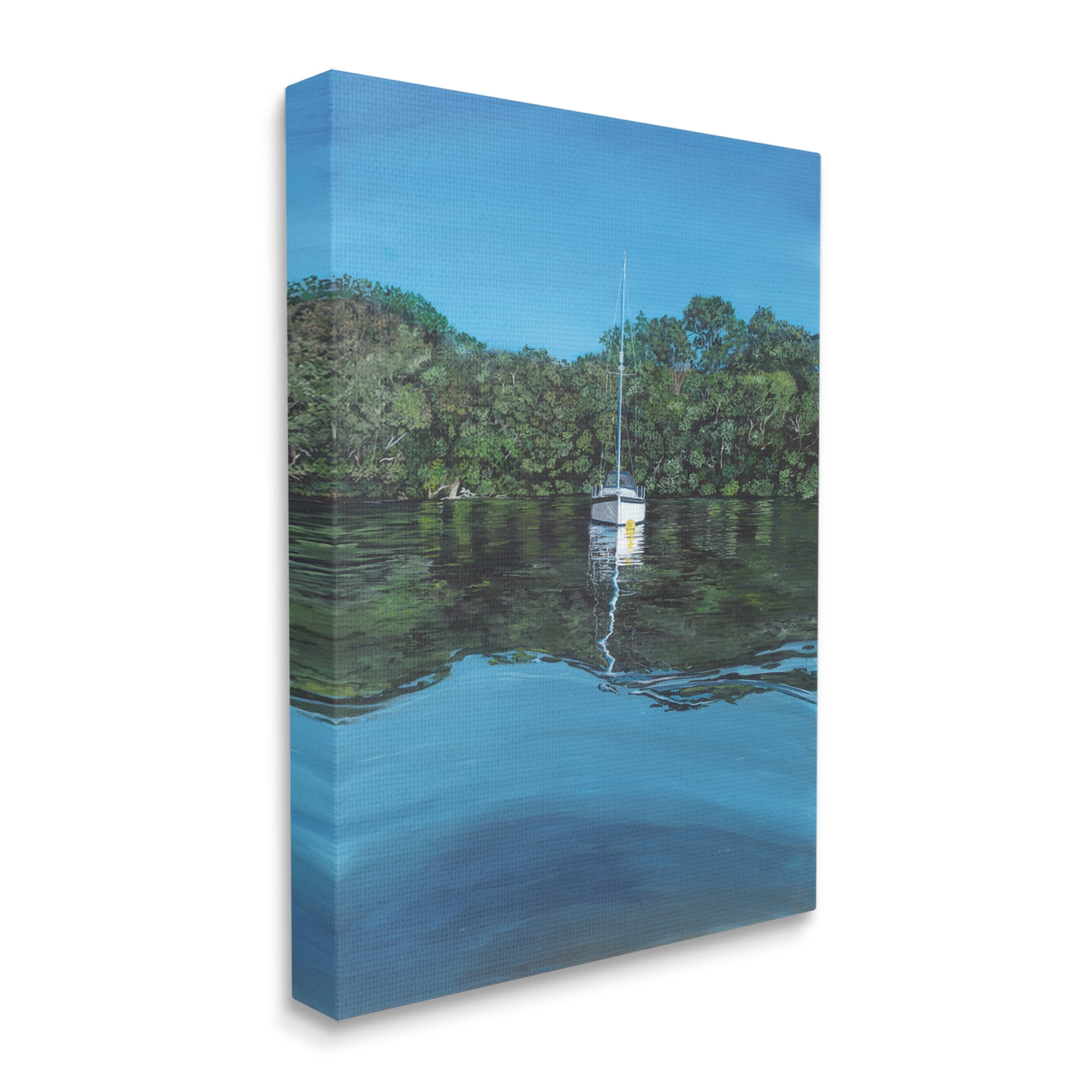 Stupell Industries Boat on Sea Ripples Transportation Painting Gallery Wrapped Canvas Print Wall Art, 30 x 40