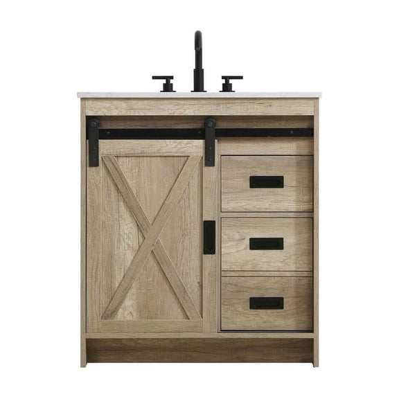 Elegant Kitchen and Bath Austin 30 inch Single Bathroom Vanity in Natural Oak