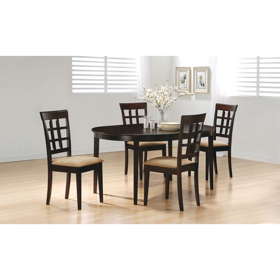 Coaster Gabriel 5-Piece Lattice-Back Oval Extension Dining Set, Cappuccino