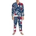 thumbnail image 3 of Fuzoiu fisherman fishing with USA flag Print Men's Long-Sleeved Pajama,Lounge Button Down Nightwear,Mens Notch Collar Pajama Set-Medium, 3 of 7