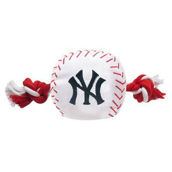 Pets First MLB New York Yankees Nylon Baseball Rope Tug Toy, MLB Licensed, Heavy Duty and Durable Toy