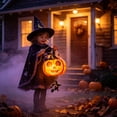 thumbnail image 6 of Lilixerw Halloween Pumpkin Lantern Decoration, Hanging Projection Light Kit with Witch Figure Accent, for Indoor Wall, Window and Party Setup, 14.17x7.09 inch, 6 of 6