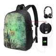 thumbnail image 3 of YFYANG 17" Laptop Backpack, Green Vintage Flowers Fashion Travel Work Backpack with USB and Headphone Cable Interface for Men and Women, 3 of 8