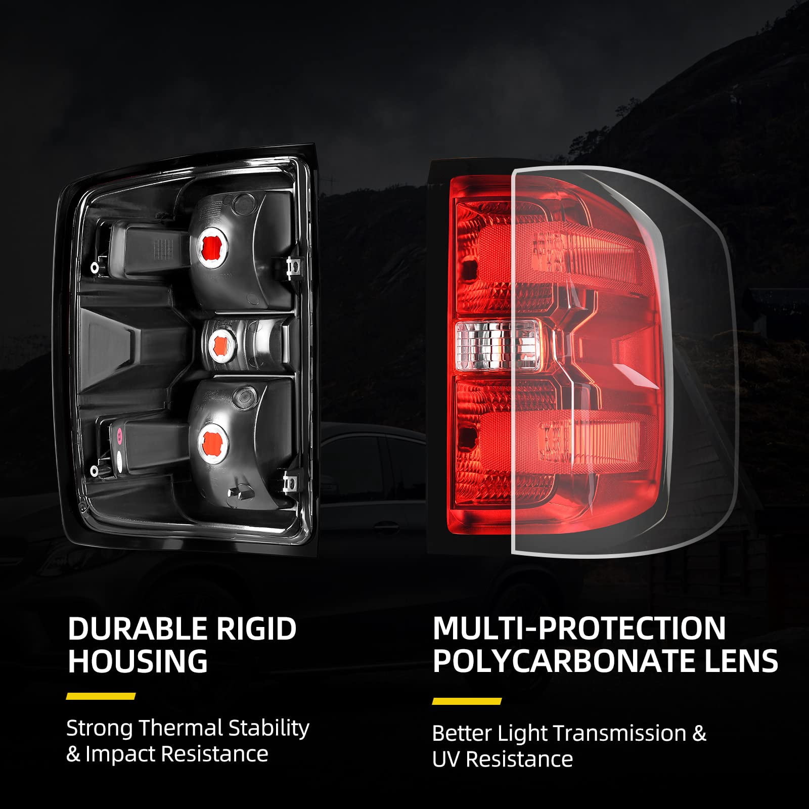 RVNI Passenger Side Tail Lights For 14-19 Chevy Silverado 1500 2500 3500 HD Rear Lamp
