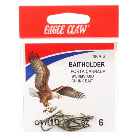 UPC: 0047708117043 | Eagle Claw 186AH-6 Baitholder 2-Slice Offset Hook  Bronze  Size 6