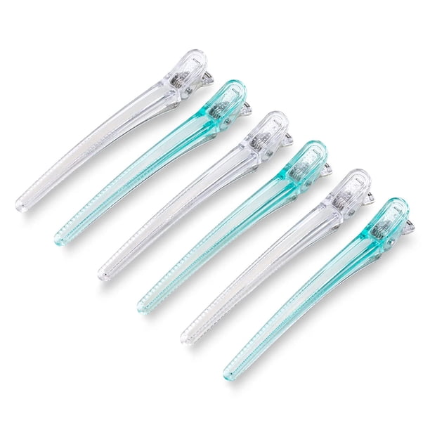 pinzas para el cabello para peinar la sección, pinzas para el cabello largas antideslizantes con pico de pato con banda de silicona, pinzas para el cabello para corte de cabello, pinzas para el