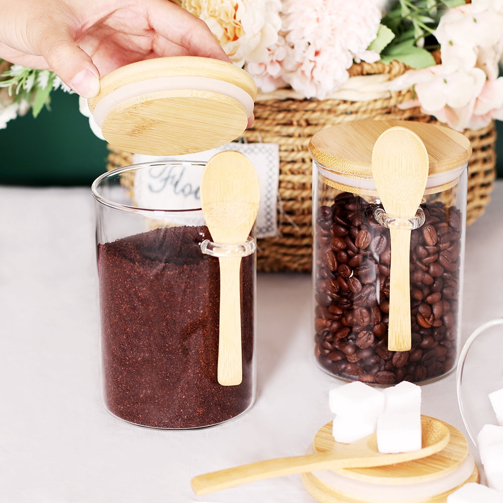 LEAVESANDTREES Y Clear Glass Airtight Coffee Food Storage Container (3 Count)