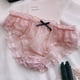 thumbnail image 2 of Bragas de encaje de estilo dulce para mujer, ropa interior transparente sin costuras con volantes y lazo, lencería de cintura media, 2 of 4