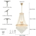 thumbnail image 5 of Modern Luxurious Crystal Empire Chandelier, 9-Light Raindrop Pendant Ceiling Light Fixture for Hallway Foyer Dining Room Living Room D19.68'' x H34.64'' Gold/Silver, 5 of 9