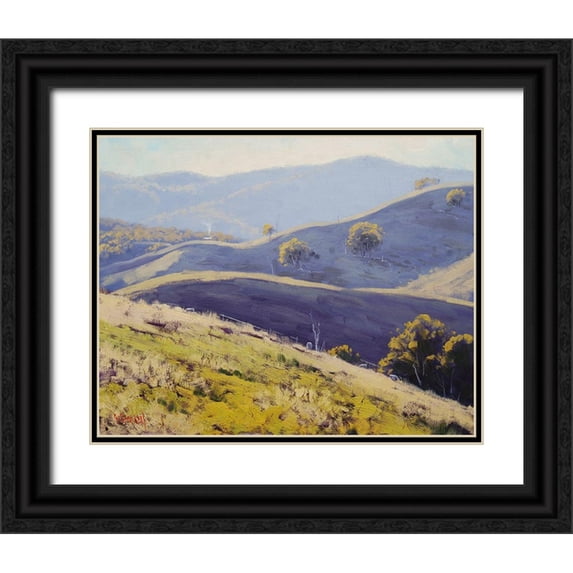 Gercken, Graham 14x12 Black Ornate Wood Framed with Double Matting Museum Art Print Titled - Hazy Landscape Mudgee