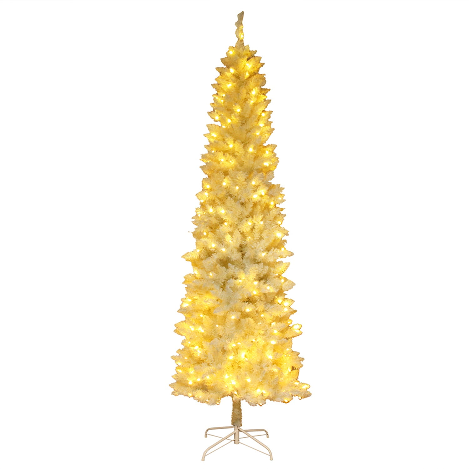 Kepooman 7.5ft Flocking Tied Light Christmas Tree, White Xmas Tree Kepooman 7.5ft Flocking Tied Light Christmas Tree, White Xmas Tree