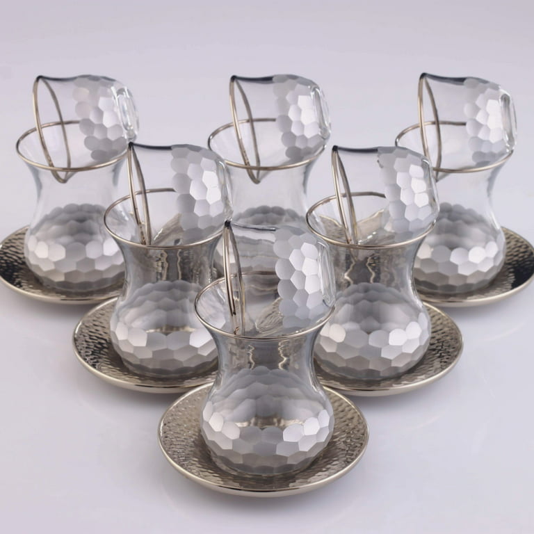 Silver Set of 6 Coffee Cups Tea and coffee set Cup and saucer Gift