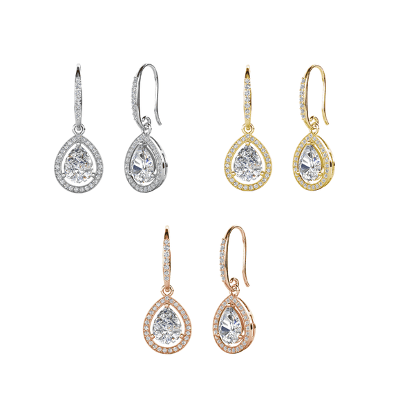 Cate & Chloe Pack of 3 - Isabel 18k Gold Plated Dangle Earrings with Simulated Diamond Crystals