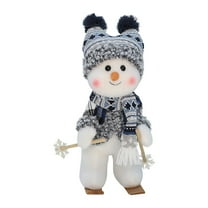 Christmas Snowman Plush Doll Toys- Christmas Blue Series Snowman Plush Ski Doll Stuffed Snowman Plush Christmas Decorations -Winter Christmas Gifts(D)