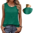 thumbnail image 6 of WULMLEO Cotton Linen Tank Tops for Womens Comfy Lounge Wear Summer Sleeveless Crewneck Shirts Casual Blouse Loose Fit Camis Dark Green Cotton-Linen Blend, 6 of 6