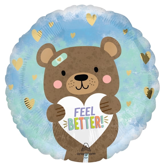 17' Feel Better Bear Foil Mylar Balloon - Party Supplies Decorations
