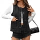 thumbnail image 1 of Chaleco Vaquero para Mujer, Medio, Sin Mangas, Desgastado Gris Negro S, 1 of 9