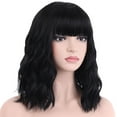 thumbnail image 5 of BERON Black Wigs Short Curly Bob Wig with Bangs Wavy Hair Wigs 14 Inches Women's Synthetic Wigs Daily Party Use, 5 of 5