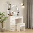 thumbnail image 3 of FUFU&GAGA Makeup Vanity Dressing Table Set With Touch Screen Mirror & Stool White, 3 of 5