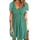 thumbnail image 4 of Vestido con cuello en V y botones en color verde lago para mujer, talle alto, mangas cortas y diseño con botones en la parte delantera, talla S, primavera/verano, 4 of 6