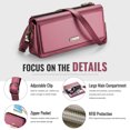 thumbnail image 5 of ShieldPlus RFID Crossbody Wallet Wristlet Purse with Phone Pocket for Women Men,Red, 5 of 9