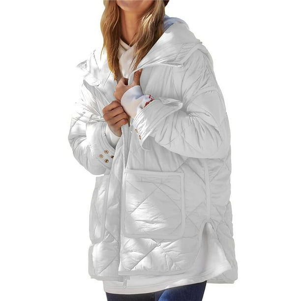 Chaqueta Acolchada para Mujer, con Capucha, Larga, Cremallera, Abrigo de Invierno, Chaquetas Cálidas con Bolsillos M