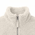 thumbnail image 4 of Sevevn Women's Stand Collar Zip‑Up Sherpa Fleece Jacket Loose Short Coat With Pockets Warm Fuzzy Outerwear White M, 4 of 5