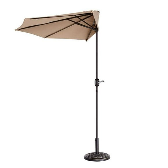 Villacera 83-OUT5461 9 ft. Outdoor Patio Half Umbrella with 5 Ribs - Beige