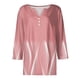thumbnail image 5 of CHOII 50% de descuento en camisetas de mujer 2024. Camiseta de mujer con estampado de botones, manga 3/4, para uso diario, fin de semana, básica, cuello en V, blusas de mujer, mangas tres cuartos,, 5 of 5