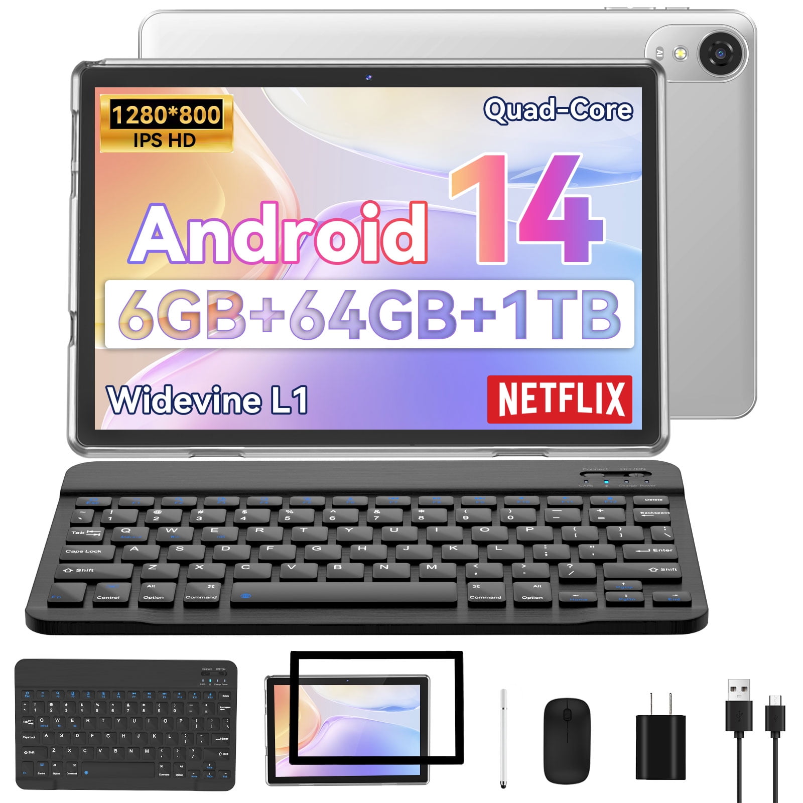 Android 13 タブレット 6GB RAM 128GB 10inch Android 13 Table, 6GB RAM 64GB ROM 128GB Expand, Quad