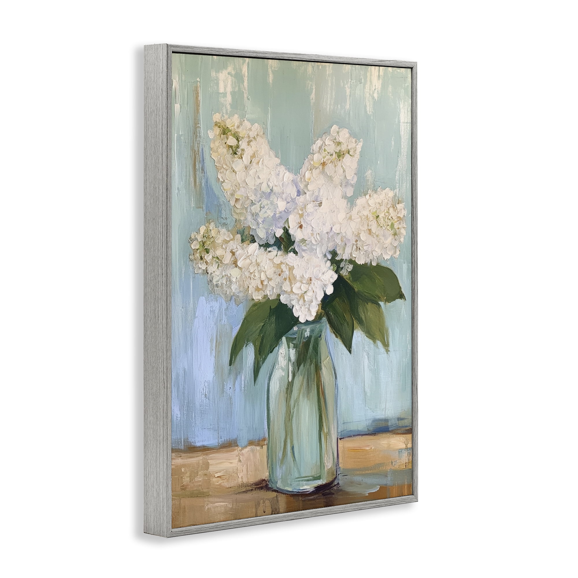 Stupell Industries Tall Flowers in Glass Vase Gray Framed Giclee Art, design by Petal Prints Design